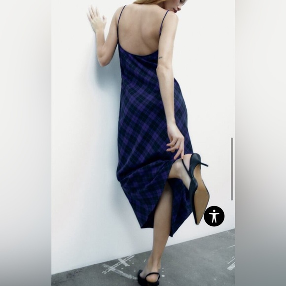 Zara Women’s V Neck Plaid Flannel Maxi Dress - Size S - Picture 3 of 11